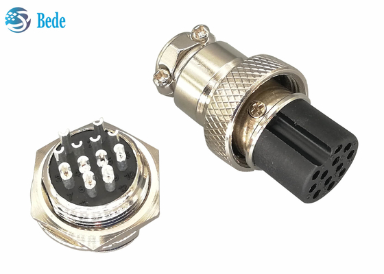 12 tomada chapeada de prata reta do conector da aviação de Pin Male And Female Gx 16