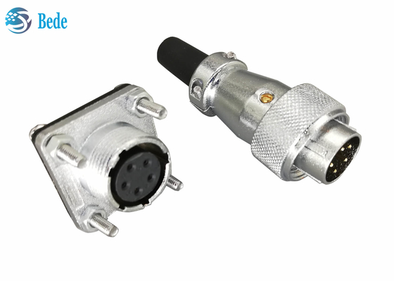 9 10 12 14 conectores circulares do Pin 400V 5A WS20 com tampa protetora quadrada da flange e contra poeira