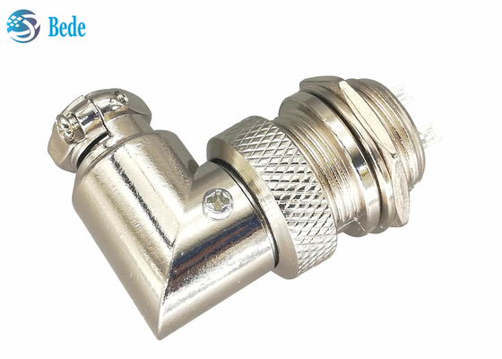 Soldadura material liga de zinco masculina e fêmea de GX16 2 Pin Aviation Connector Plug 90 Dehree