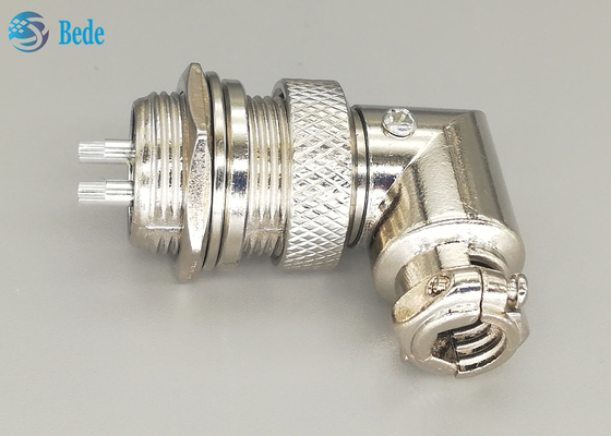 Soldadura material liga de zinco masculina e fêmea de GX16 2 Pin Aviation Connector Plug 90 Dehree