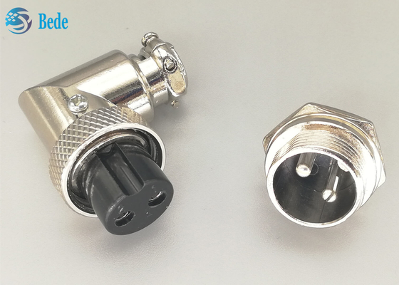 Soldadura material liga de zinco masculina e fêmea de GX16 2 Pin Aviation Connector Plug 90 Dehree