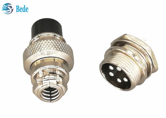 Conector chapeado de prata reto 5 Pin Male And Female da aviação da tomada Gx16