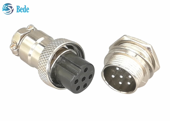 Tomada masculina e fêmea de Gx16 6 Pin Connector Straight Silver Plated