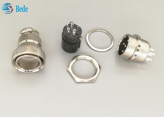 Tomada masculina e fêmea de Gx16 6 Pin Connector Straight Silver Plated