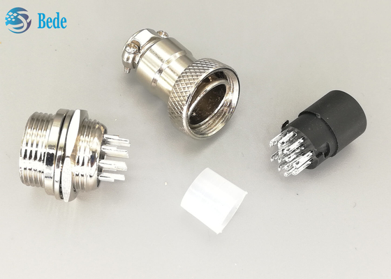 12 tomada chapeada de prata reta do conector da aviação de Pin Male And Female Gx 16