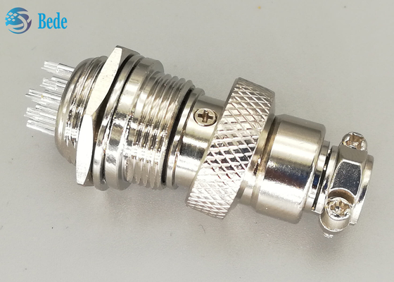 12 tomada chapeada de prata reta do conector da aviação de Pin Male And Female Gx 16