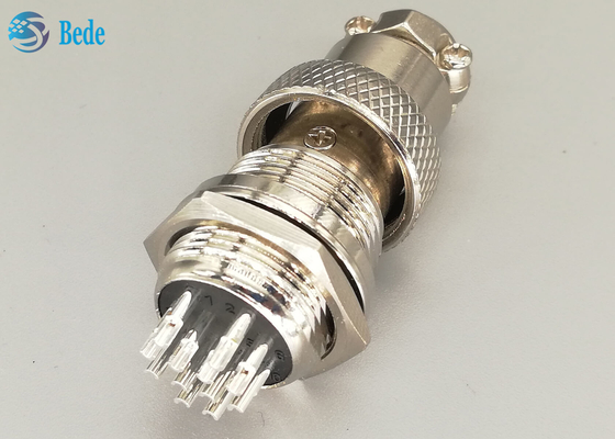 12 tomada chapeada de prata reta do conector da aviação de Pin Male And Female Gx 16