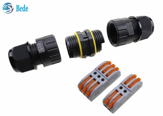 2 3 fiação rápida impermeável Screwless dos conectores de cabo M25 do canal 250V 24A dos pinos 2