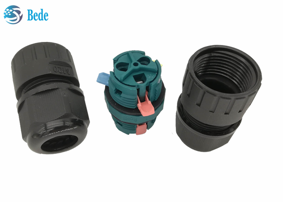 Pino impermeável prendendo rápido do conector 2 do canal 450V 17.5A ip68 dos pinos 2 do conector 3 do fio da prova da água M20