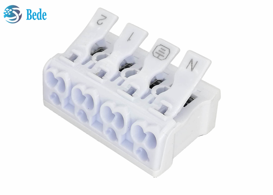 Porcas rápidas 450V 16A da alavanca dos blocos de terminais do conector do fio da invasão de PA66 4 Polos