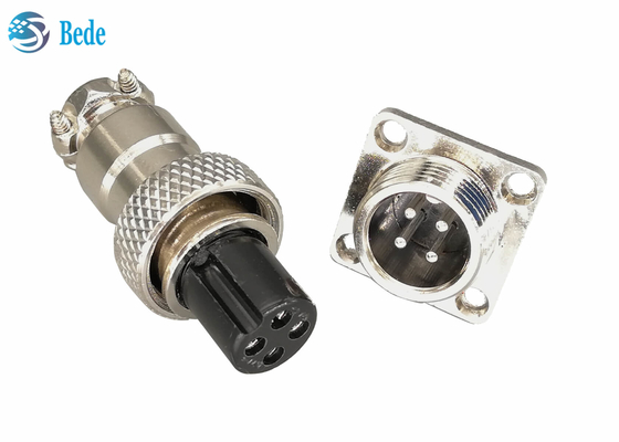 2 3 4 conector da aviação do Pin GX12 com o homem quadrado da flange e grupos fêmeas