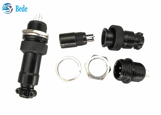 Material liga de zinco da cor masculina e fêmea do preto do conector da aviação dos jogos Gx12