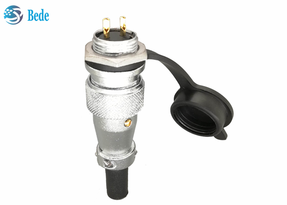 Chrome chapeou conectores circulares ligas de zinco 2 3 4 pinos 10A 500V com a tampa protetora contra poeira