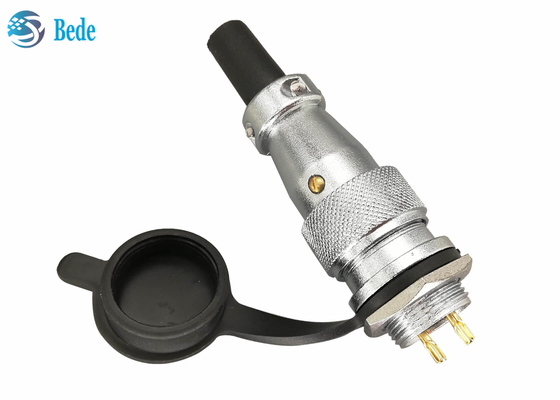 Chrome chapeou conectores circulares ligas de zinco 2 3 4 pinos 10A 500V com a tampa protetora contra poeira