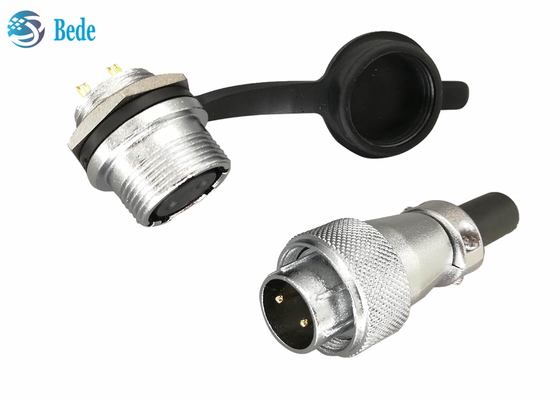Chrome chapeou conectores circulares ligas de zinco 2 3 4 pinos 10A 500V com a tampa protetora contra poeira