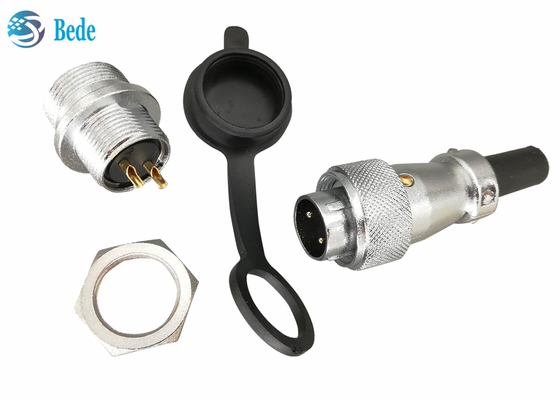 Chrome chapeou conectores circulares ligas de zinco 2 3 4 pinos 10A 500V com a tampa protetora contra poeira