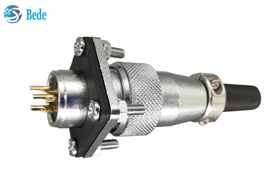 Conectores circulares quadrados de tampa protetora WS20 da flange e contra poeira com 2 3 4 Pin 500V 25A