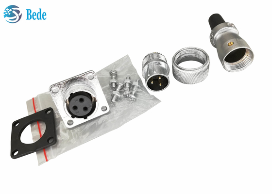 Conectores circulares quadrados de tampa protetora WS20 da flange e contra poeira com 2 3 4 Pin 500V 25A