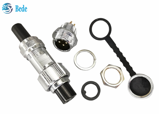 A tomada impermeável do conector da montagem de painel IP67 GX12 ajustou-se fêmea e o homem 2~7pin 3A 200V