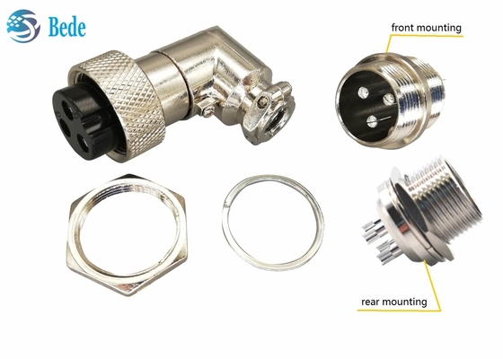 2~5 homem e parte traseira/Front Mounting Female do ângulo do conector 90 da aviação do Pin GX16