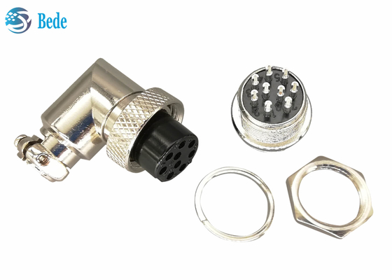 Fêmea do ângulo direito de conector de cabo da aviação 200V 4A M16 e pinos do homem 6~10 da montagem de Panle