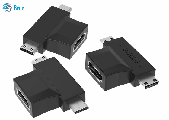 o ouro 1080P chapeou 2 em 1 fêmea do repetidor HDMI A de HDMI a HDMI micro e mini