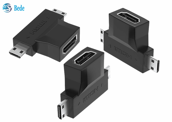 o ouro 1080P chapeou 2 em 1 fêmea do repetidor HDMI A de HDMI a HDMI micro e mini