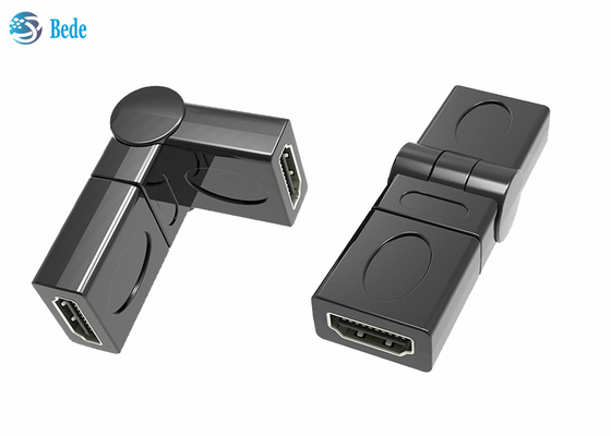 O ouro da extensão chapeou fêmea ao acoplador fêmea 90 de HDMI 180 270 360 graus ajustáveis