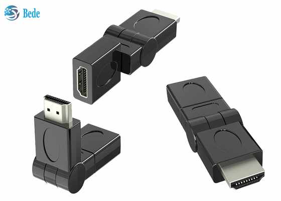 O ouro chapeou HDMI masculino ao adaptador fêmea 90 do giro 180 270 360 graus Rotatable