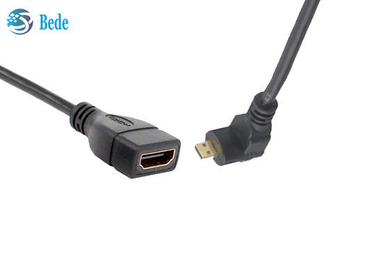 Micro homem angular de HDMI aos sentidos fêmeas Up-Down-Left-Right+1pcs do conector 4 do adaptador do cabo de HDMI em linha reta
