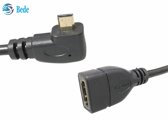Micro homem angular de HDMI aos sentidos fêmeas Up-Down-Left-Right+1pcs do conector 4 do adaptador do cabo de HDMI em linha reta