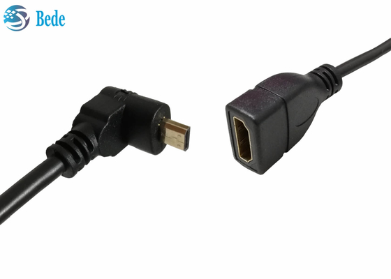 Micro homem angular de HDMI aos sentidos fêmeas Up-Down-Left-Right+1pcs do conector 4 do adaptador do cabo de HDMI em linha reta