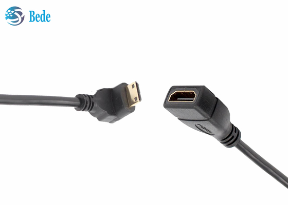 Mini homem angular de HDMI aos sentidos fêmeas do conector 4 do adaptador do cabo de HDMI Acima-Para baixo-Esquerdo-direitos