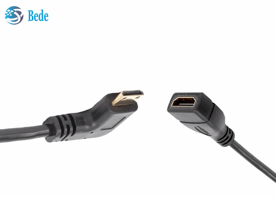 Mini homem angular de HDMI aos sentidos fêmeas do conector 4 do adaptador do cabo de HDMI Acima-Para baixo-Esquerdo-direitos