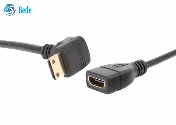 Mini homem angular de HDMI aos sentidos fêmeas do conector 4 do adaptador do cabo de HDMI Acima-Para baixo-Esquerdo-direitos