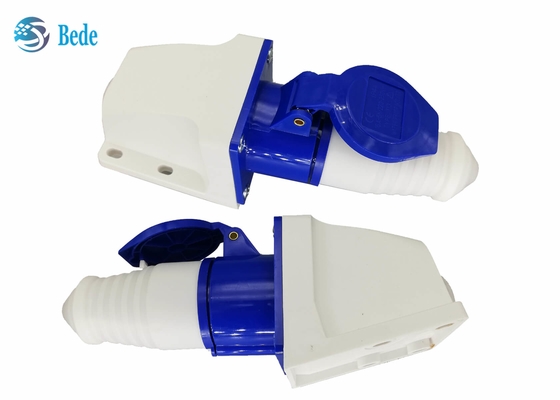 homem industrial do conector de 220-250V 16A e tipo fixado na parede da cor azul fêmea da fase monofásica 2P+E