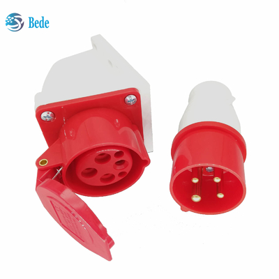 Tomada elétrica macho fêmea 4 pinos 3P+E 380~415V 16Amp montagem na parede tipo IP44