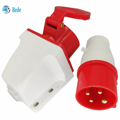 Tomada elétrica macho fêmea 4 pinos 3P+E 380~415V 16Amp montagem na parede tipo IP44