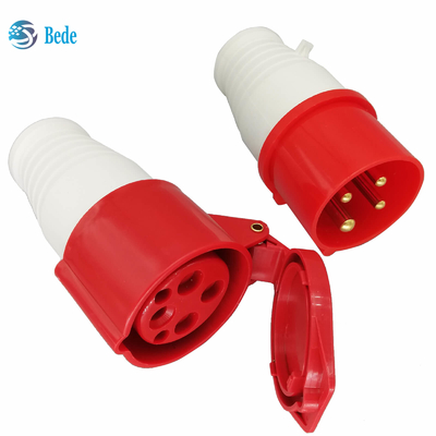 Fase impermeável industrial 3P+E do conector de alimentação IP44 4Pin 3 da C.A. 380-415V 16A vermelha