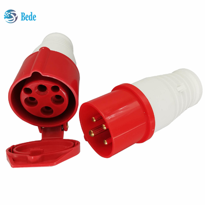 Fase impermeável industrial 3P+E do conector de alimentação IP44 4Pin 3 da C.A. 380-415V 16A vermelha