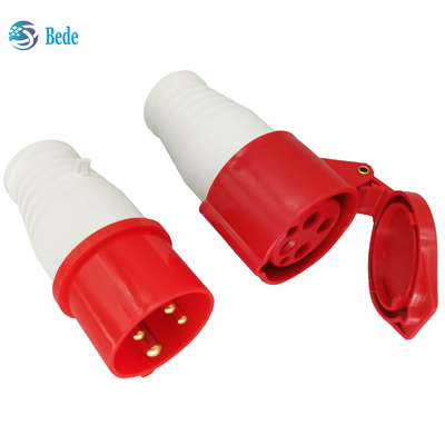 Fase impermeável industrial 3P+E do conector de alimentação IP44 4Pin 3 da C.A. 380-415V 16A vermelha