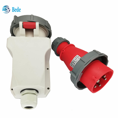 Tomada 3P+N+E e soquete industriais IP67 AC220-415V parede de 16 e 32 ampères que monta o tipo