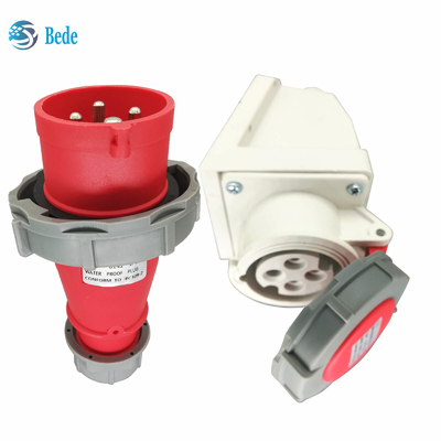 4 pinos IP67 Soquete elétrico industrial com 16A / 380 ~ 415V Tipo de montagem na parede