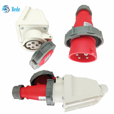 3P+E Soquete de tomada industrial Corrente nominal 32A Voltagem 380~415V Tipo de montagem na parede