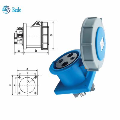 Corrente 63A 125A Instalação de painel de tomada de tomada industrial Tipo 3 Pins ((2P+E) IP67 220~250V