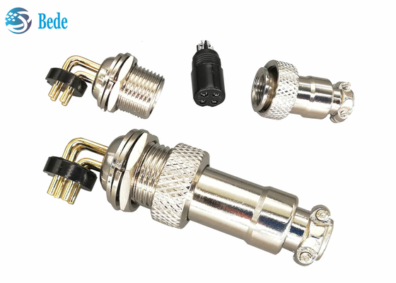 Conector da aviação do ângulo direito 3A 200V Gx12 liga de zinco com folheado a níquel