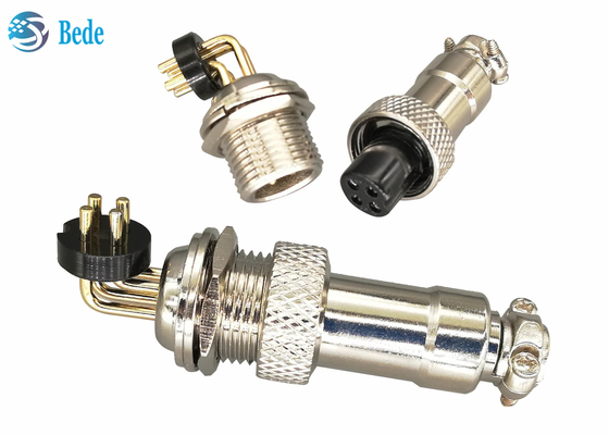 Conector da aviação do ângulo direito 3A 200V Gx12 liga de zinco com folheado a níquel
